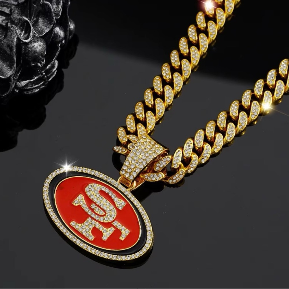 49Ers Gold and Red Pendant Necklace